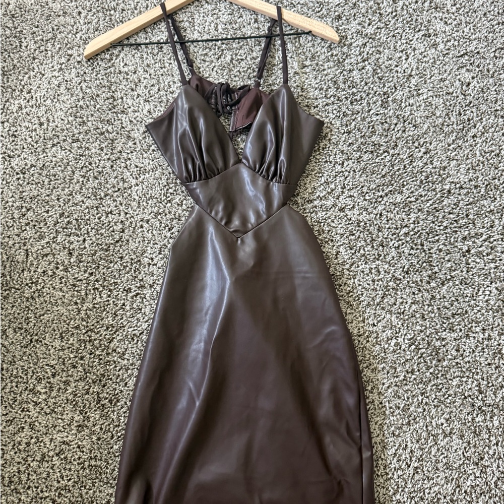 Brown Ruched Bodycon Cocktail Dress